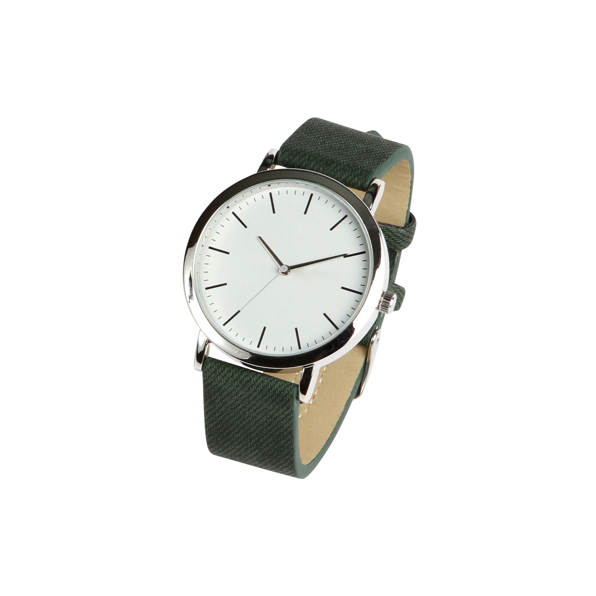 RELOJ DE PULSO UNISEX CON CAJA METALICA Y CORREA EN SEMI PIEL E510
